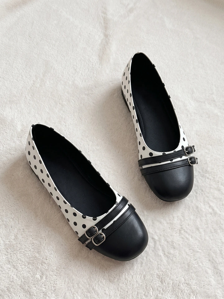 Ottavie Polka Dot Double Strap Flats