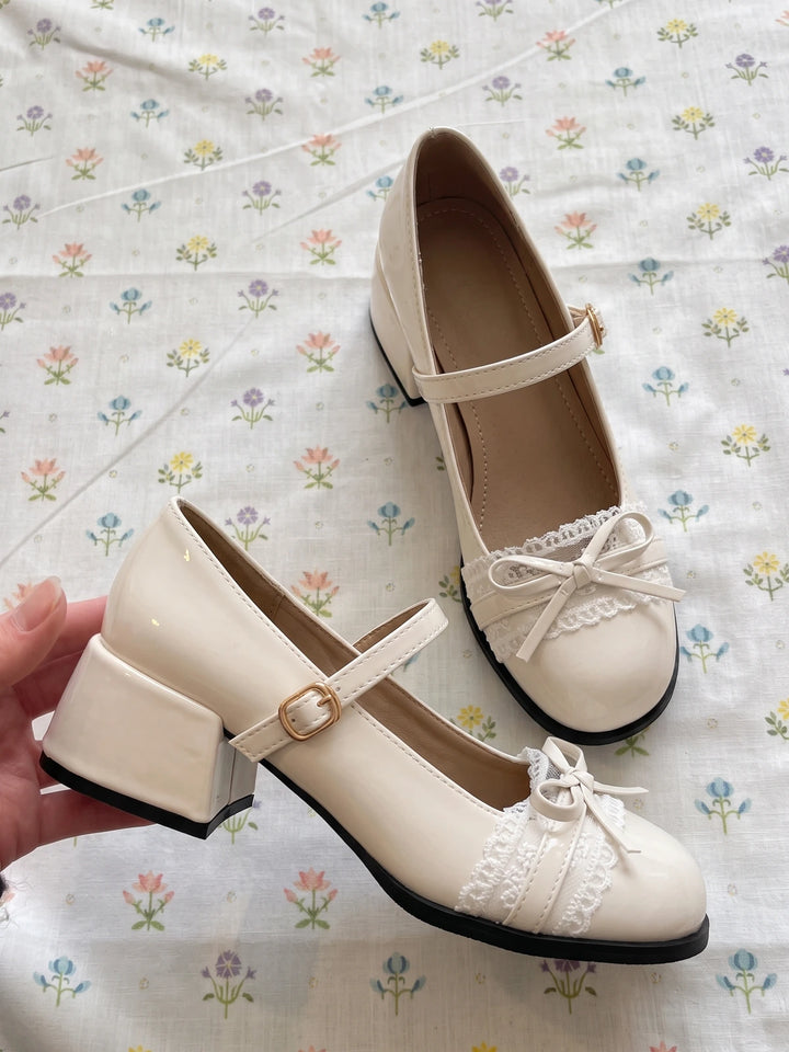 Rosalinde Lace Bow Mary Jane Heels