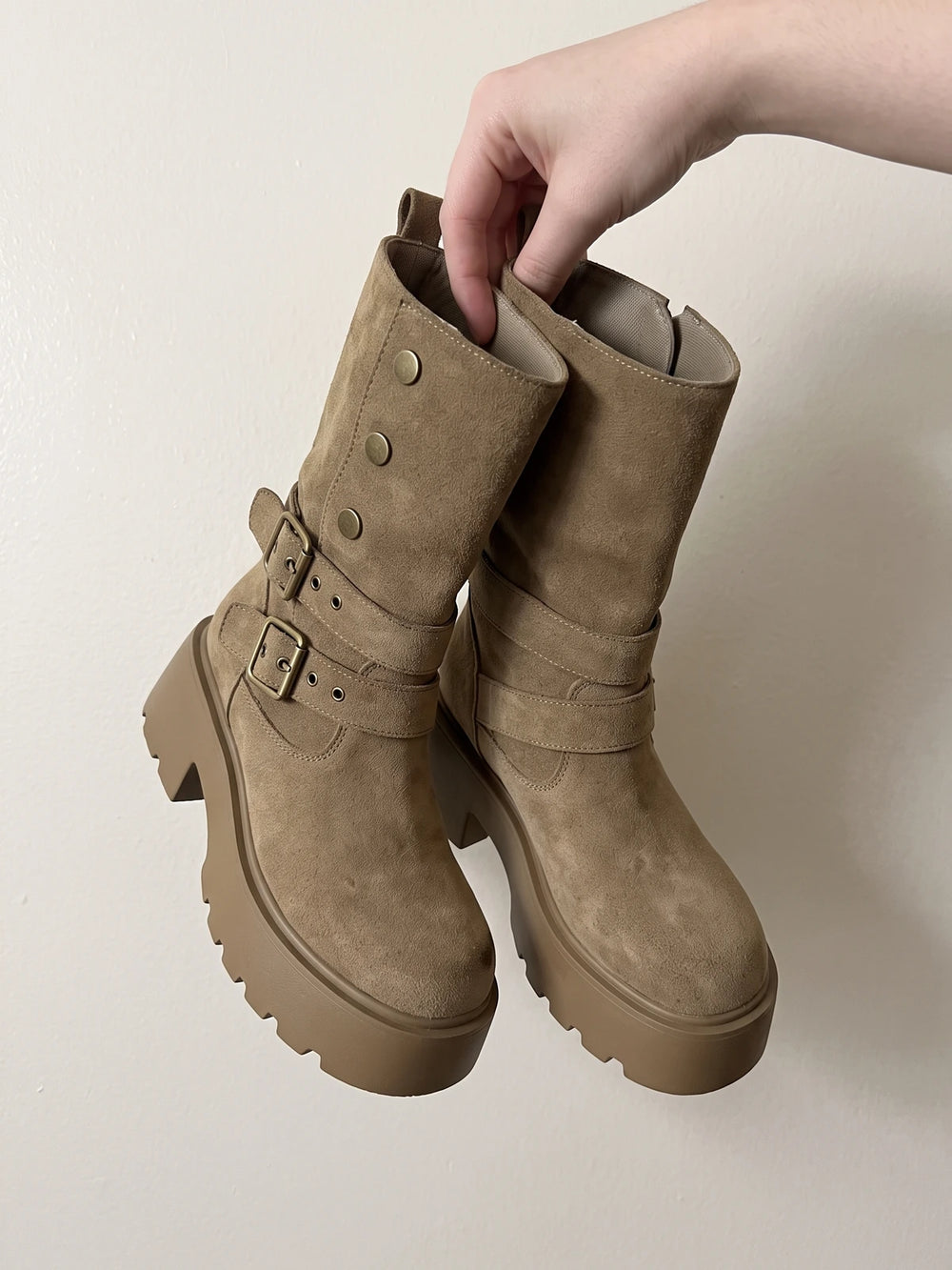 Zorienne Buckle Suedette Platform Boots