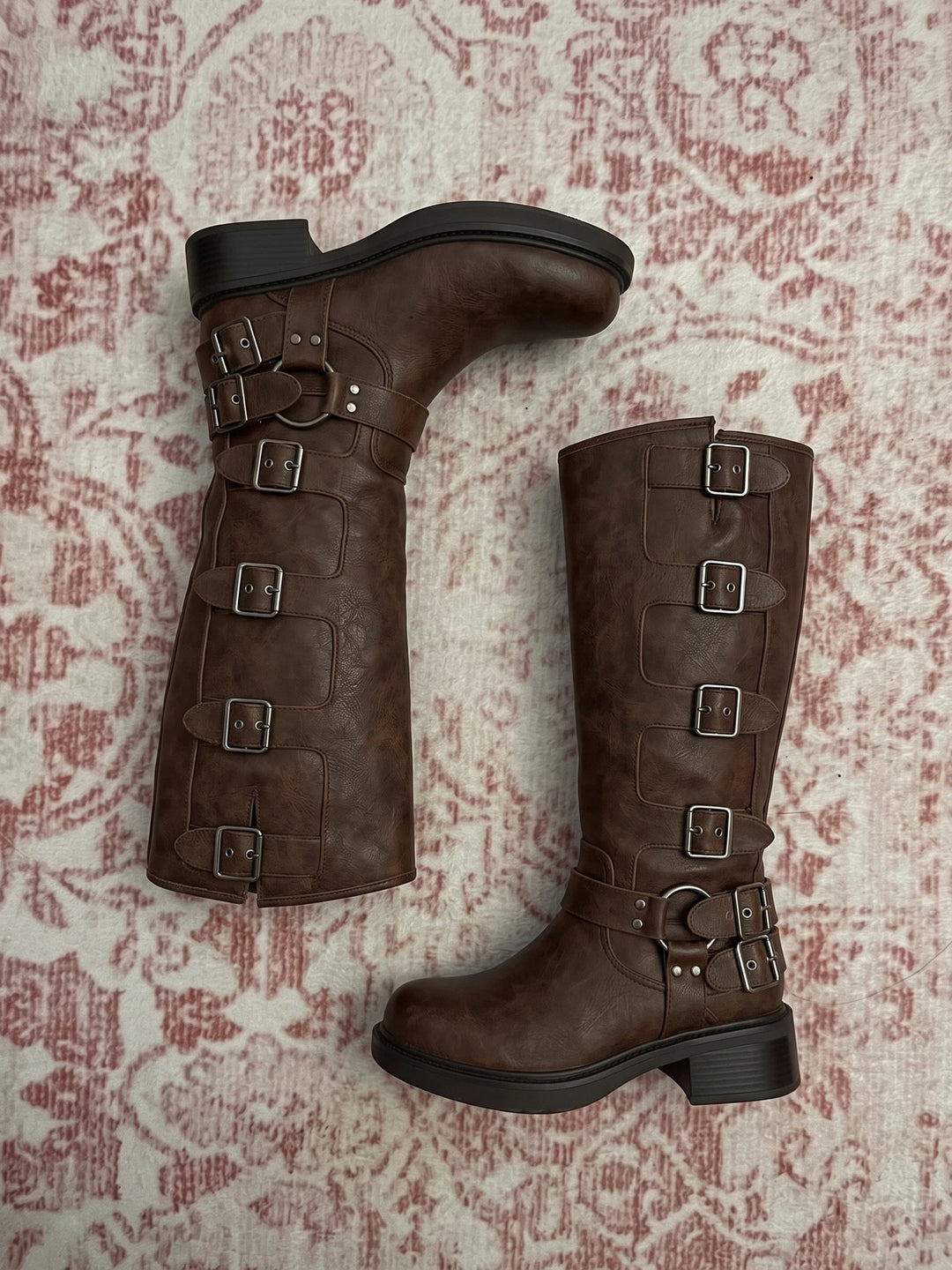 Severine Distressed Buckle Knight Boots