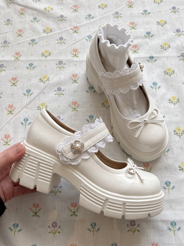 Ottaviolette Lace Bow Lug Sole Mary Janes