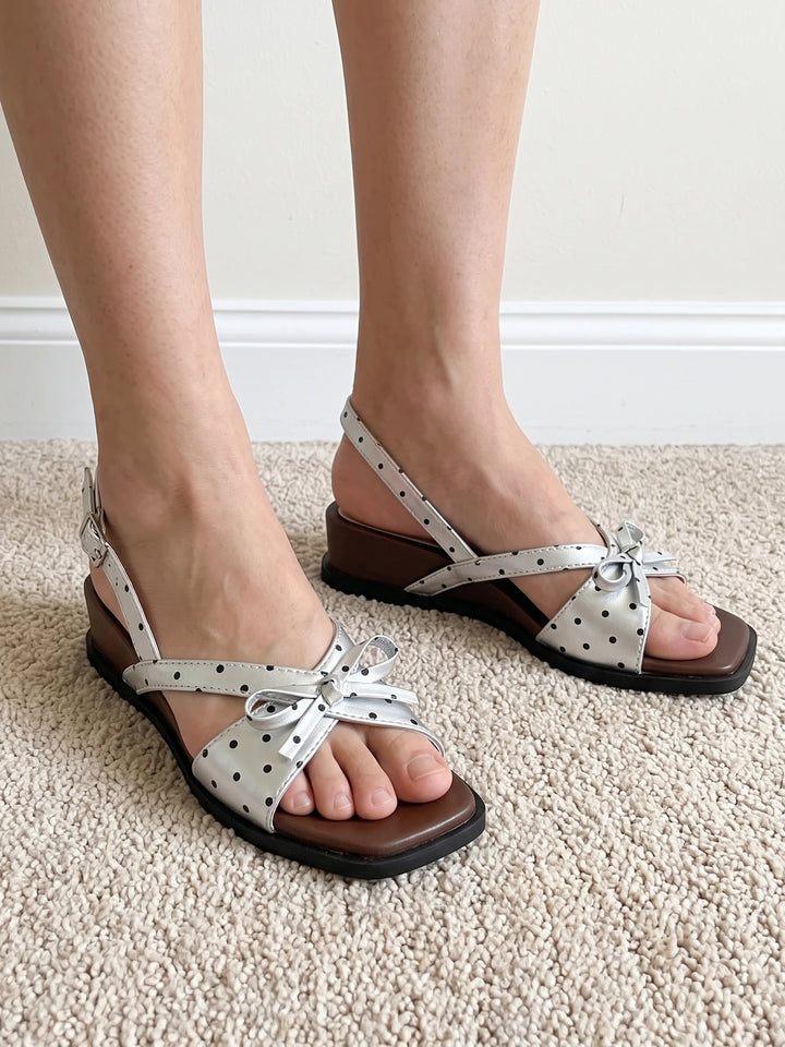 Nadine Polka Dot Bow Wedge Sandals