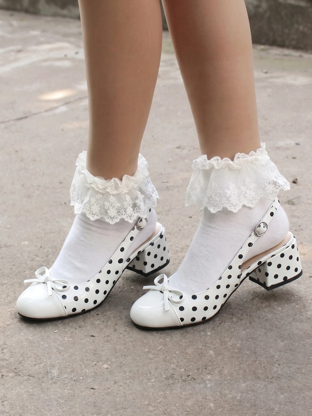 Fleurianelle Polka Dot Slingback Heels