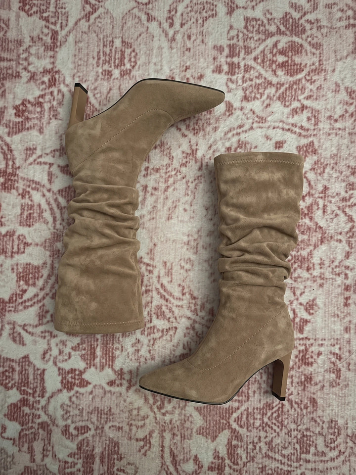 Yolande Slouchy Khaki Pointed Boots