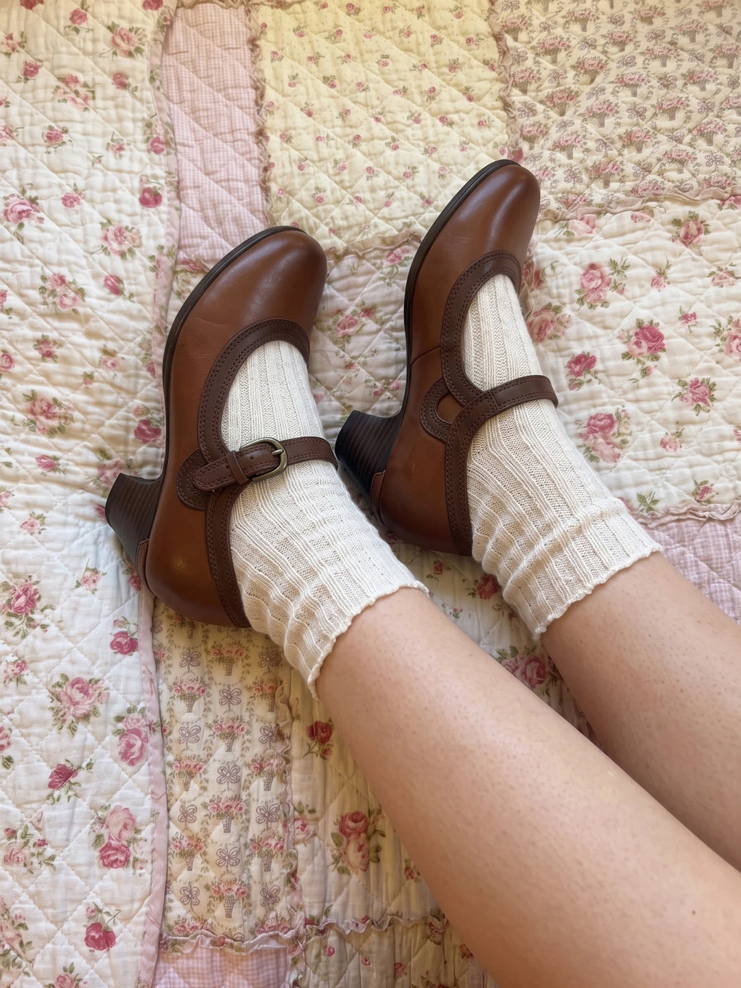 Violaine Dual-Tone Leather Mary Jane Heels