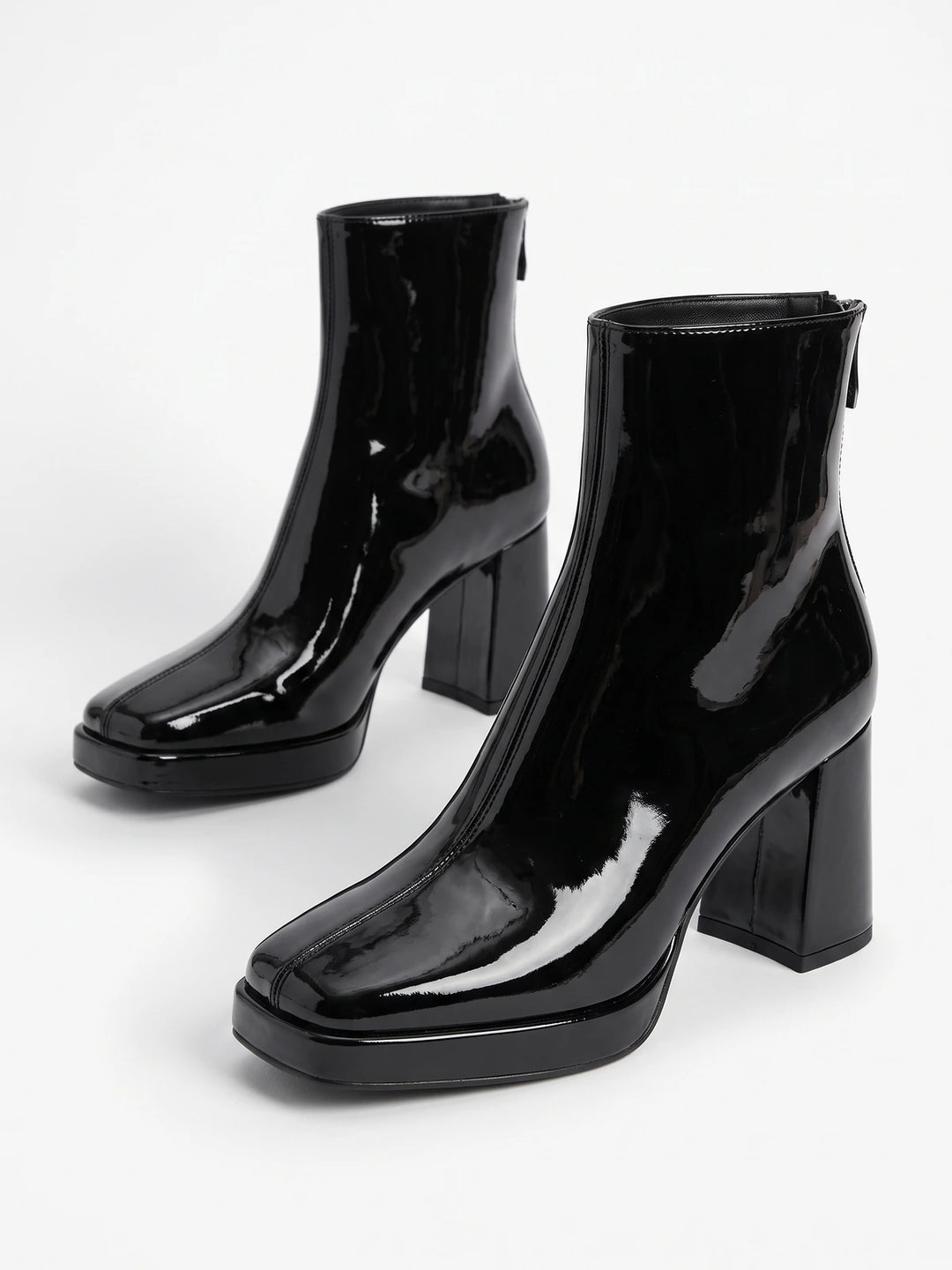 Vivant Patent Square Toe Boots