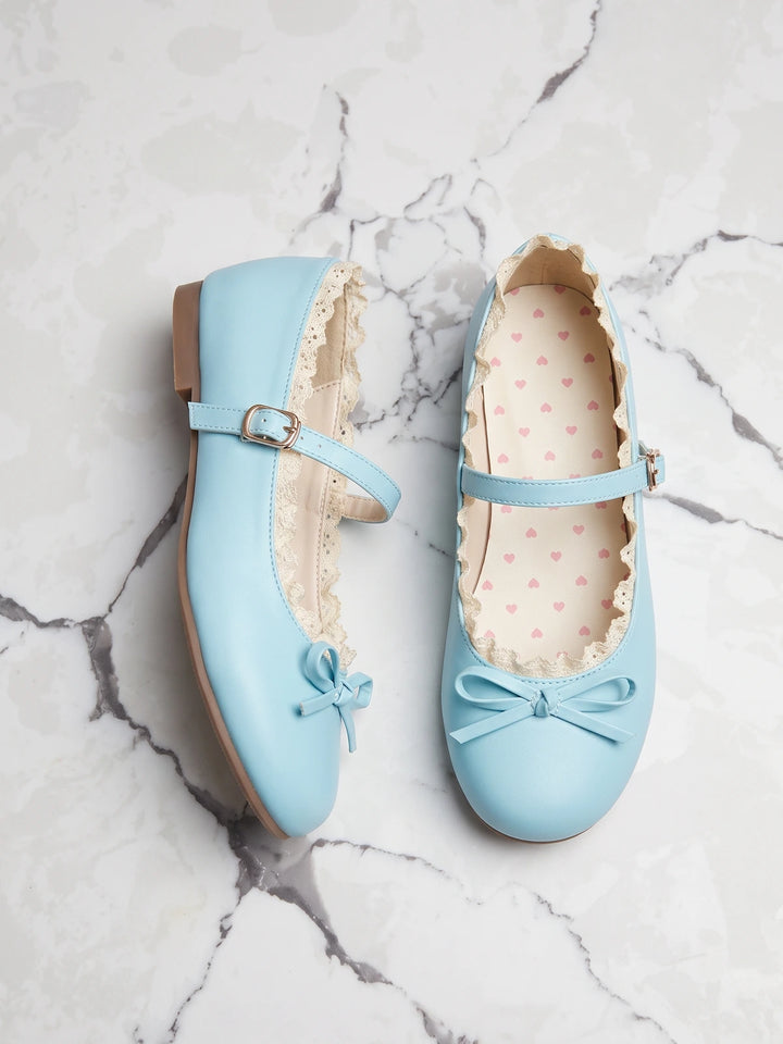 Perrine Lace-Trimmed Mary Jane Flats