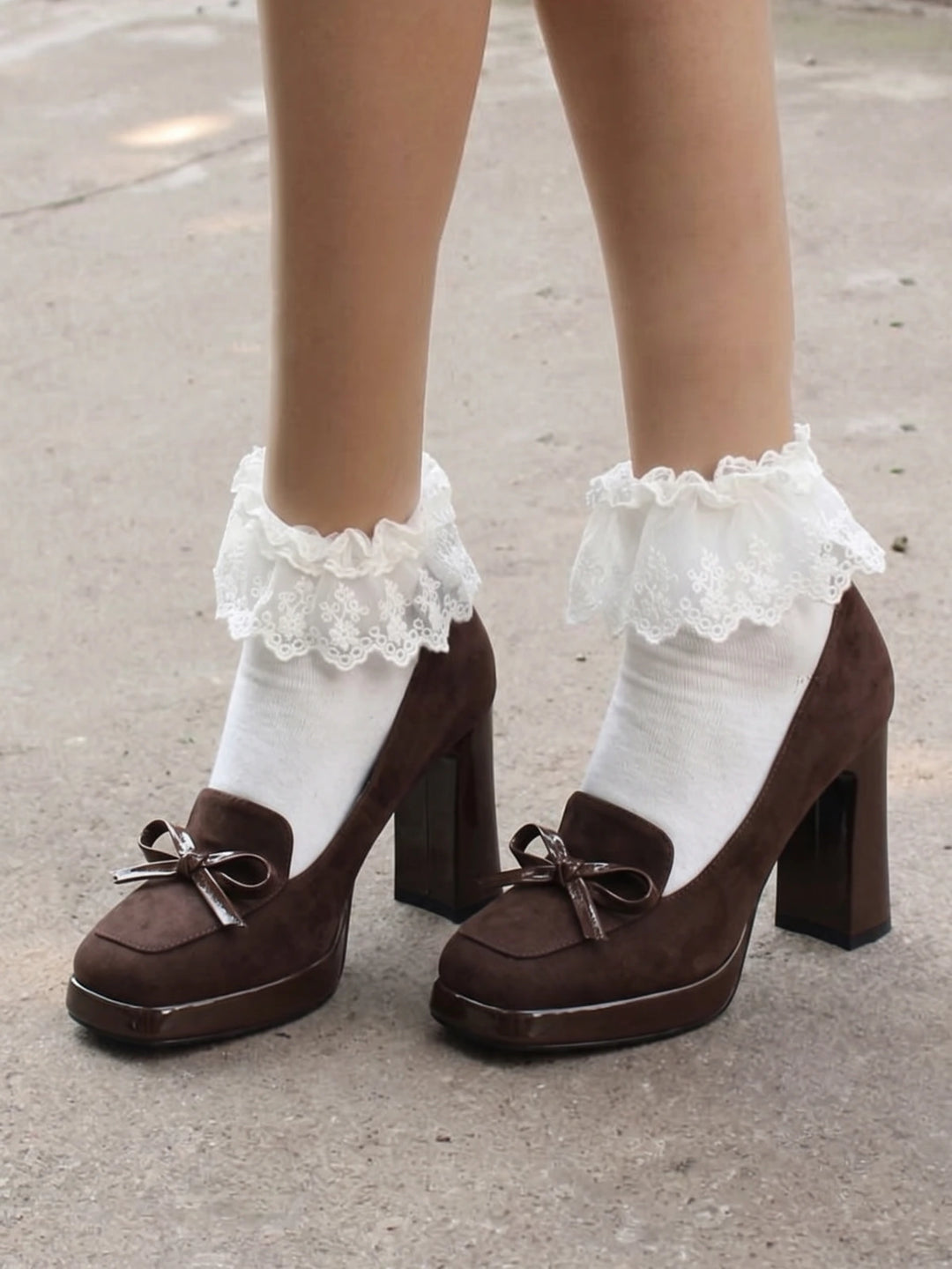 Helene Suede Bow Platform Heels