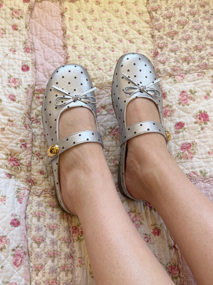 Zibelline Silver Dot Mule Flats