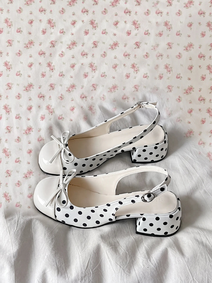 Mignettienne Polka Dot Slingback Heels