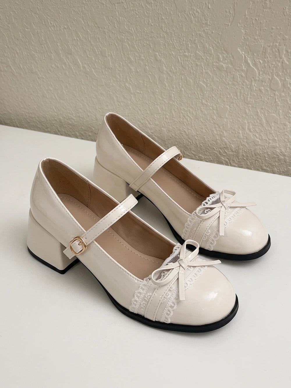 Rosalinde Lace Bow Mary Jane Heels