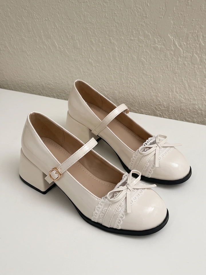 Rosalinde Lace Bow Mary Jane Heels