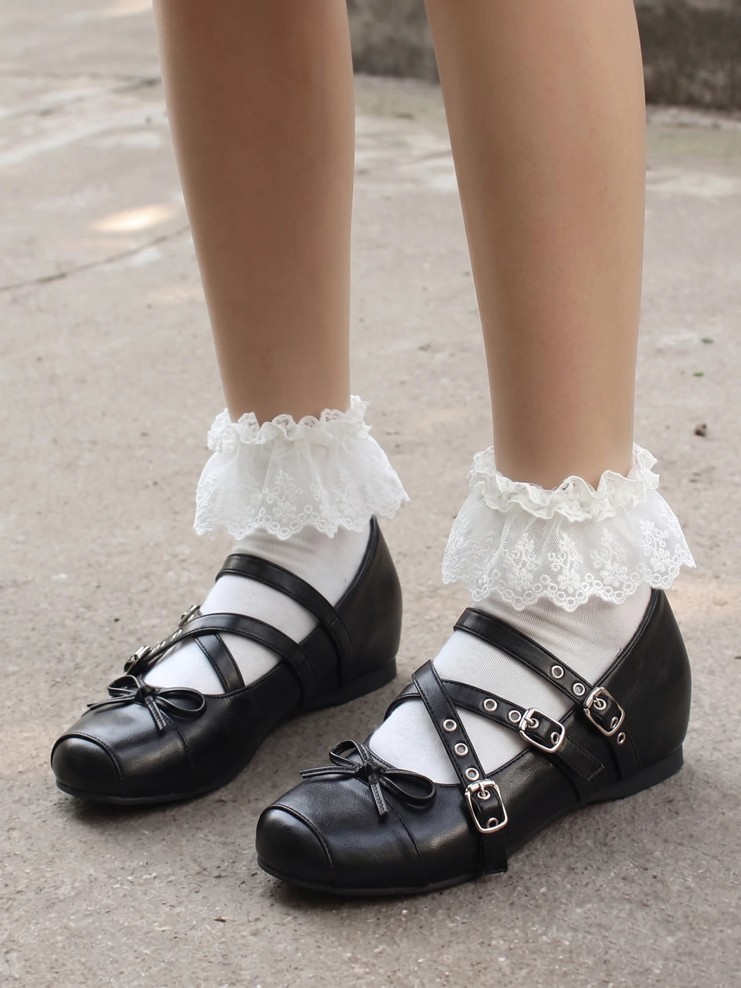 Mignettielle Grommet Cross-Strap Mary Janes