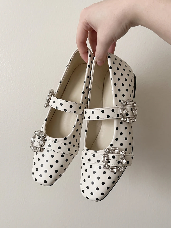 Ottaviolette Polka Dot Rhinestone Mary Janes