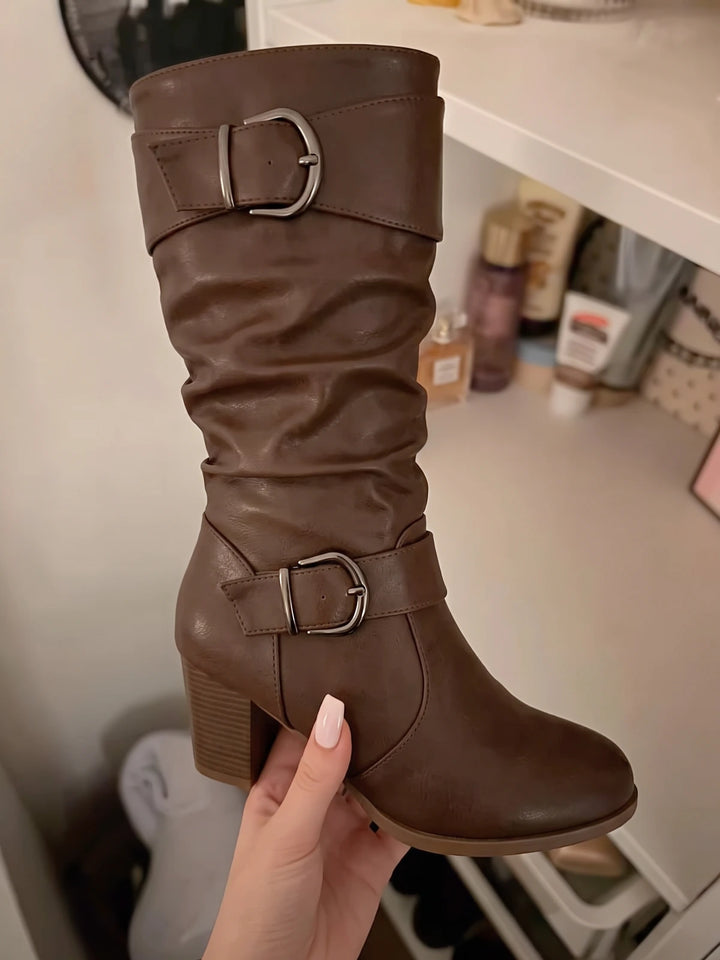 Mirelline Slouchy Buckle Knee-High Boots