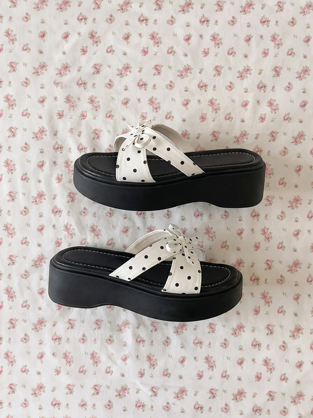 Ariane Polka Dot Platform Mules