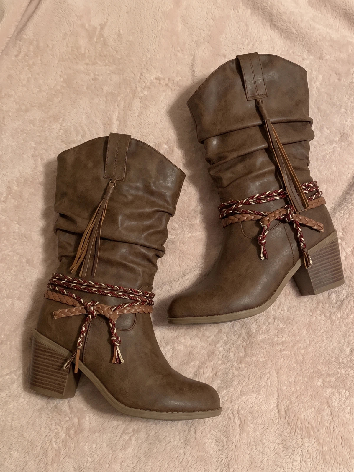 Solange Braided Tassel Mid-Calf Boots