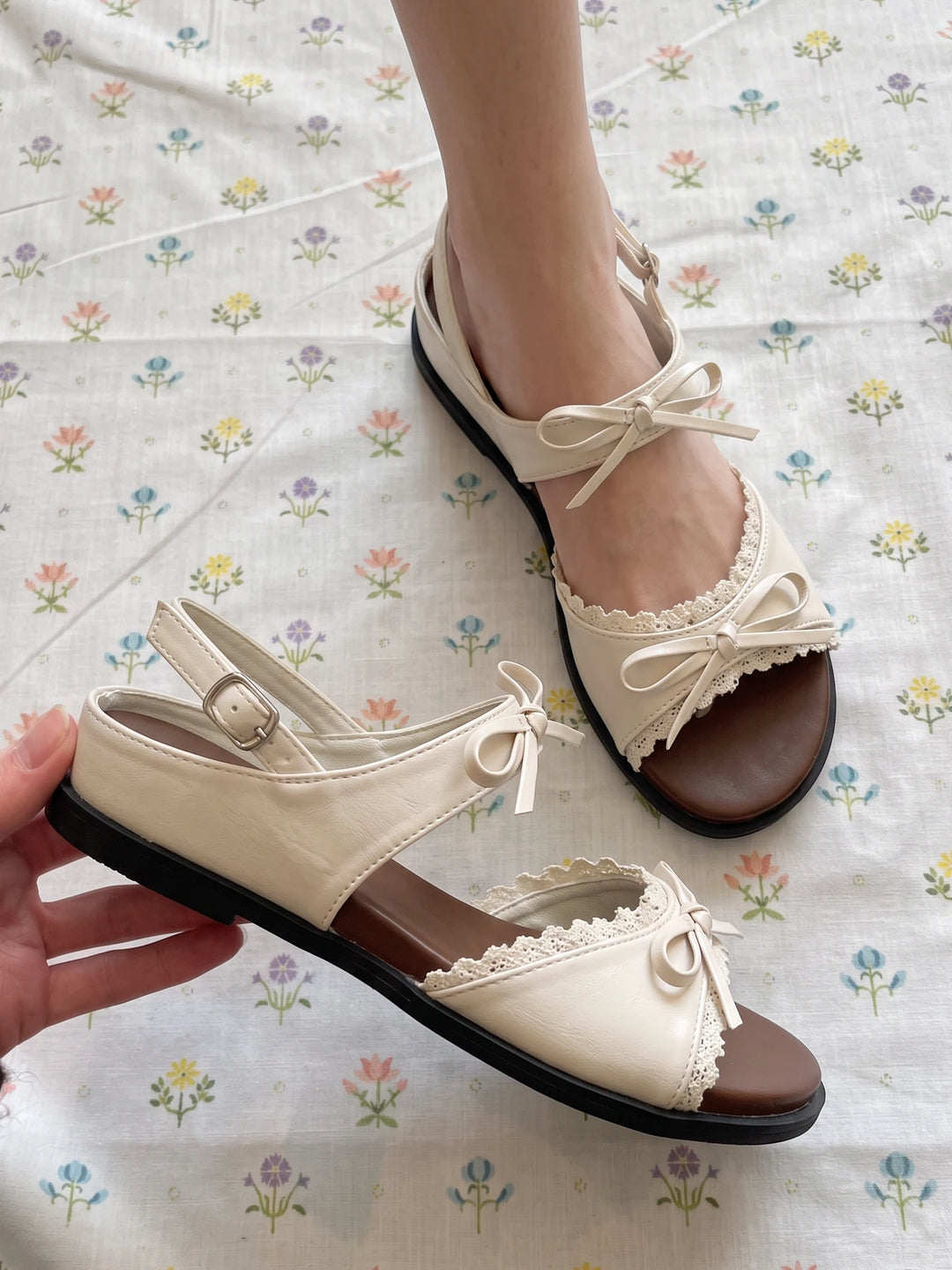 Mairabelle Lace Bow Sandals