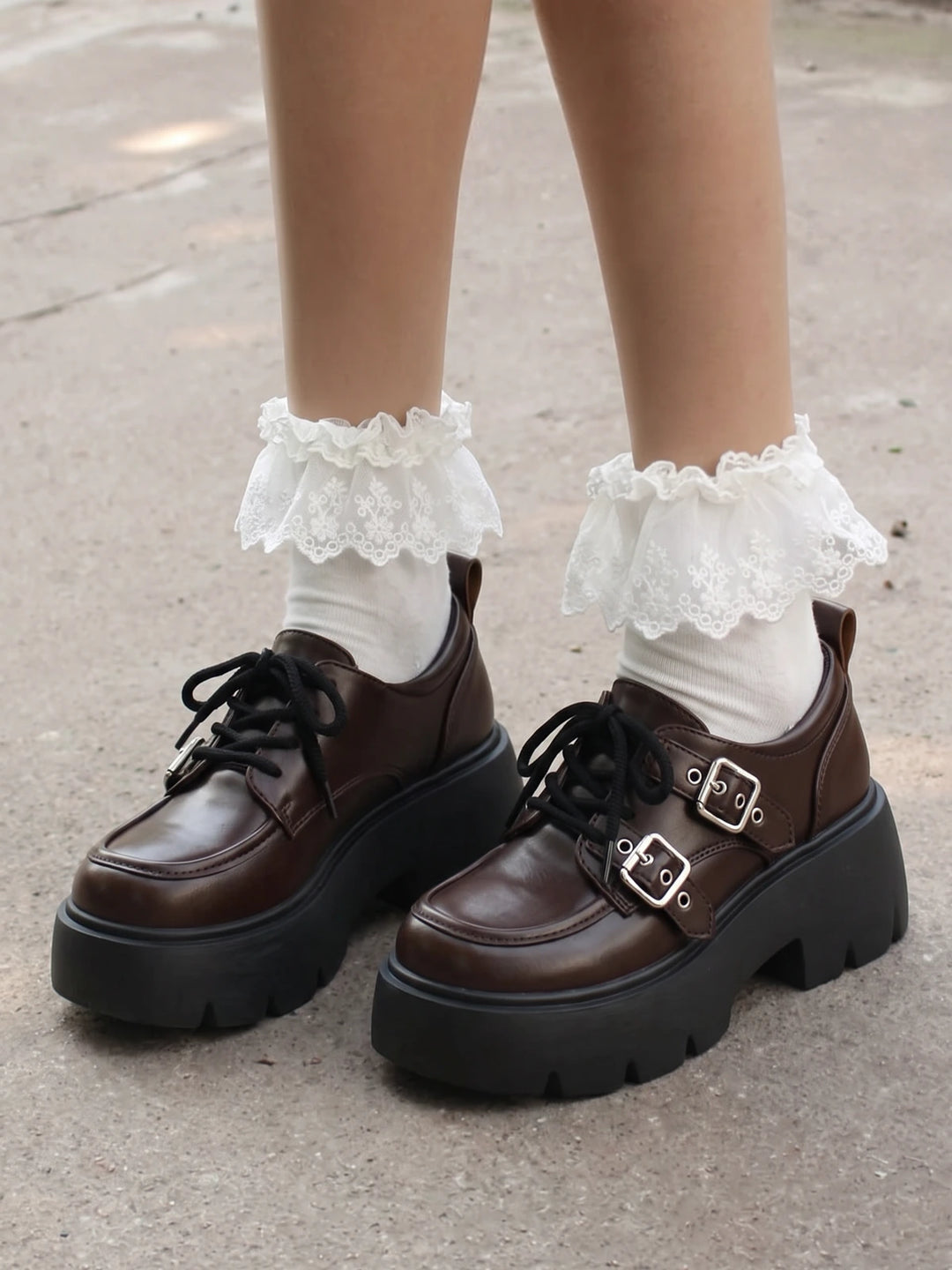 Mirellin Glossy Buckle Platform Loafers