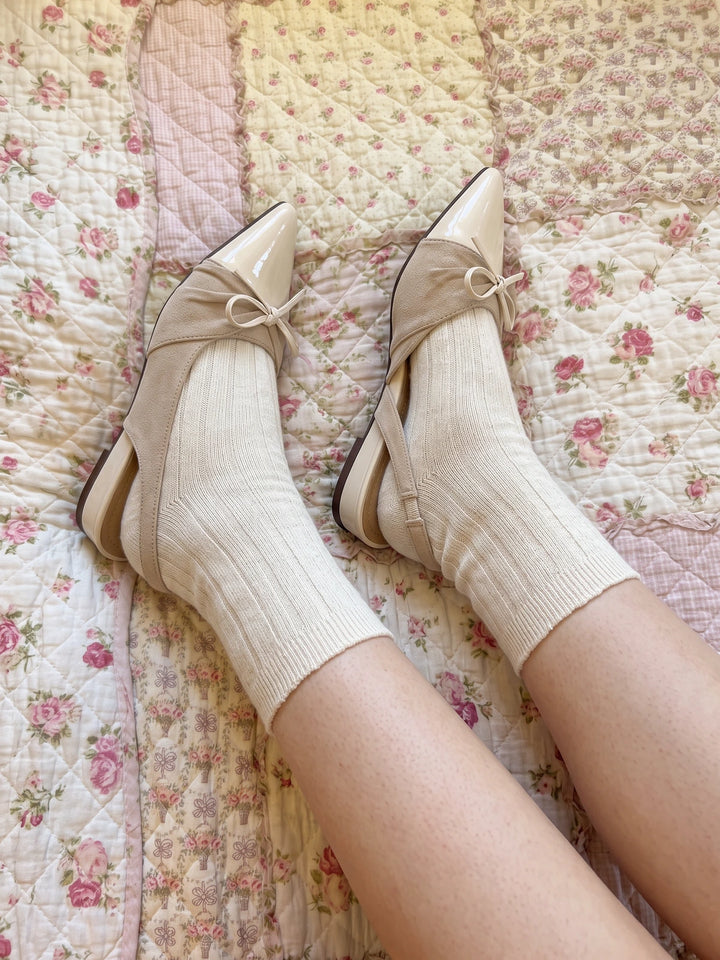 Hyacinthe Suede Patent Slingback Flats