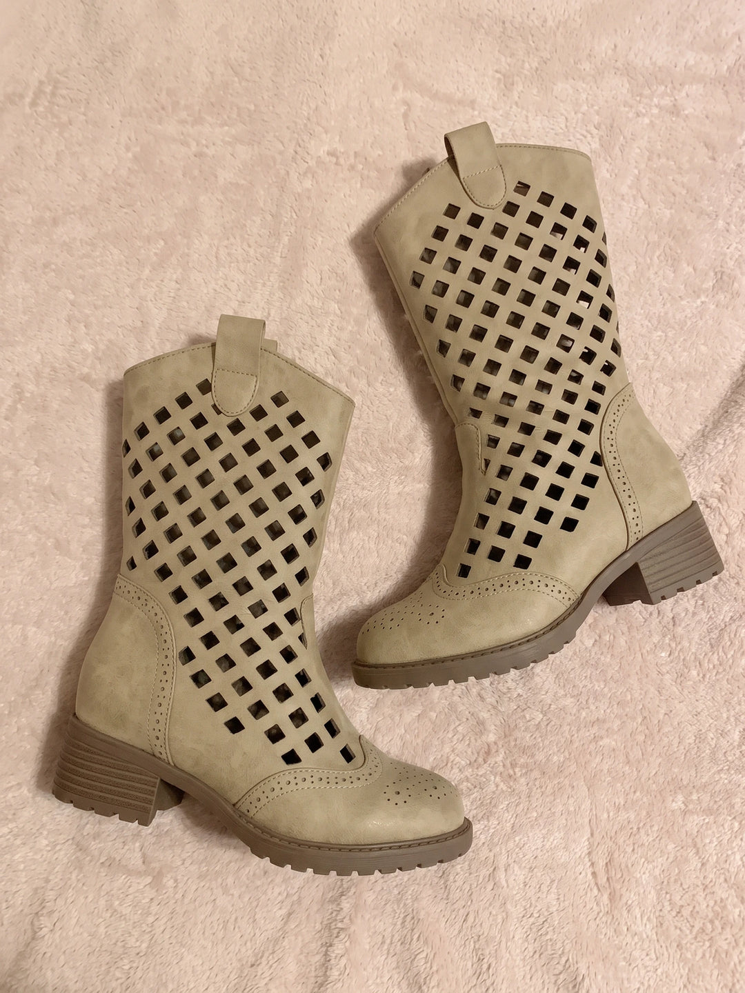 Ottaviana Laser-Cut Diamond Mid-Calf Boots