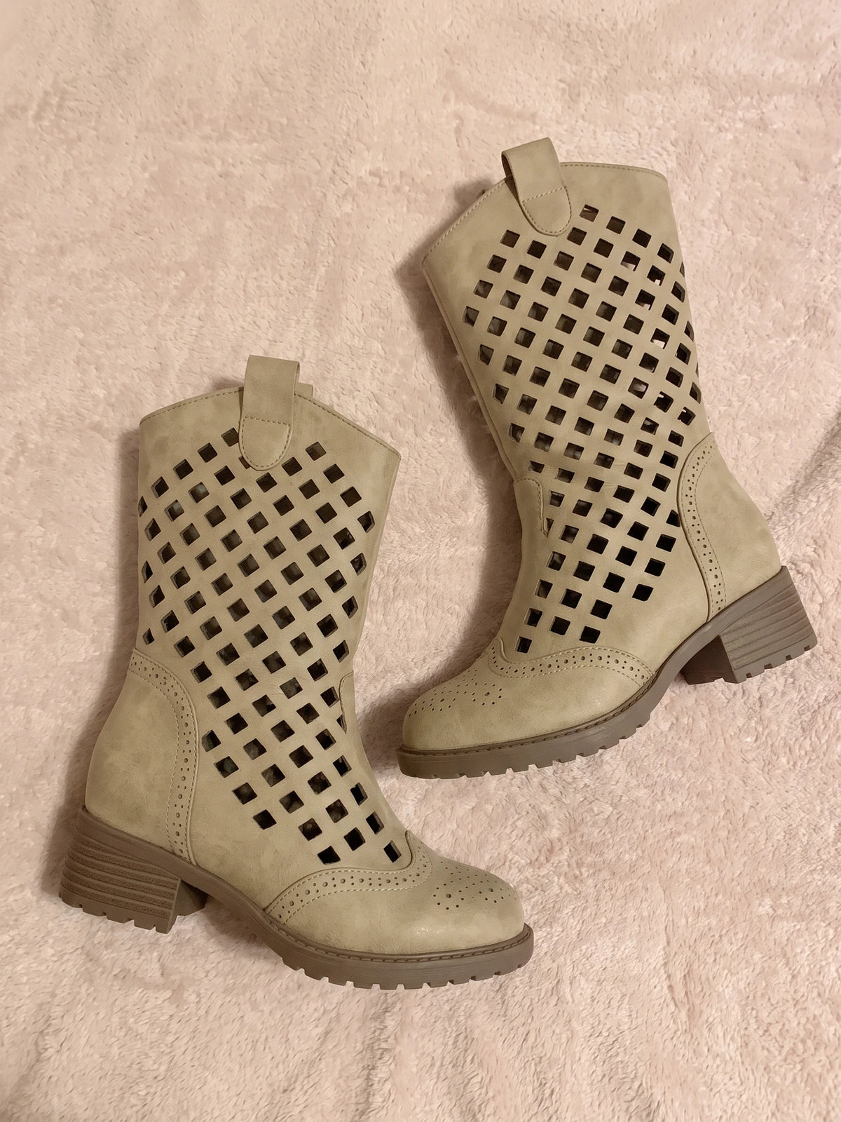 Ottaviana Laser-Cut Diamond Mid-Calf Boots