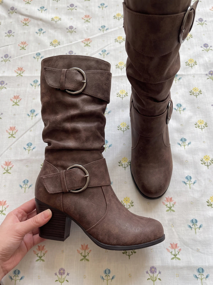 Vincenzia Slouchy Buckle Mid-Calf Boots
