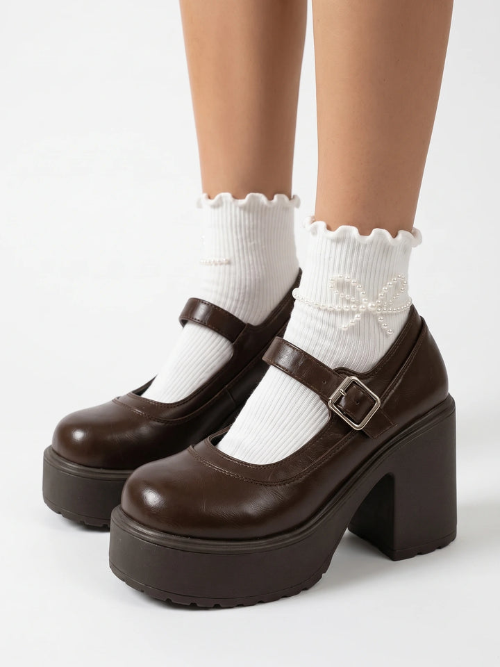 Marichelle Dark Brown Platform Mary Janes