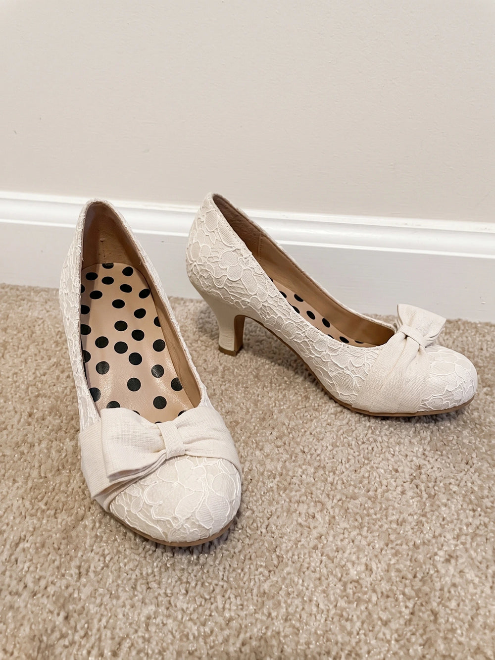 Mignettelle Floral Lace Bow Heels