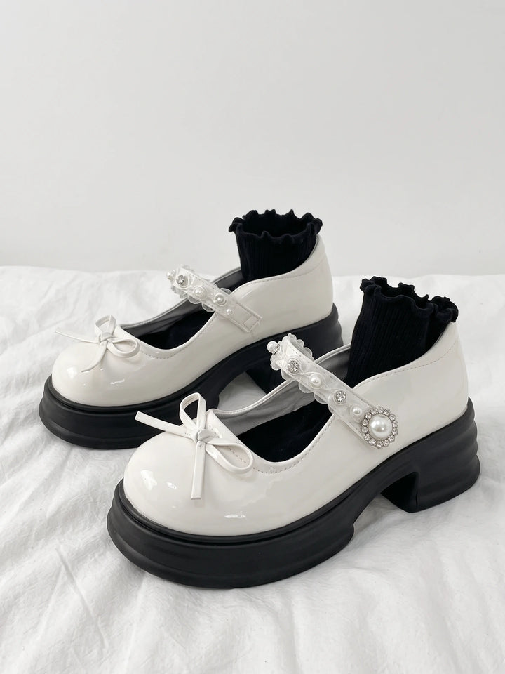 Ottaviolette Pearl Bow Platform Mary Janes