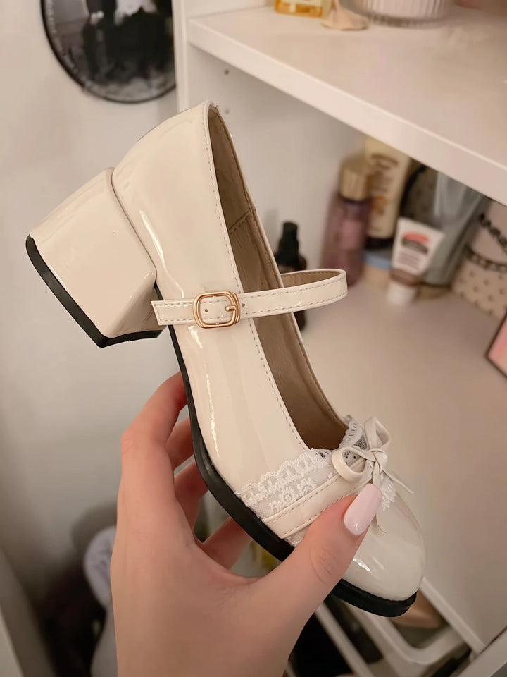 Rosalinde Lace Bow Mary Jane Heels
