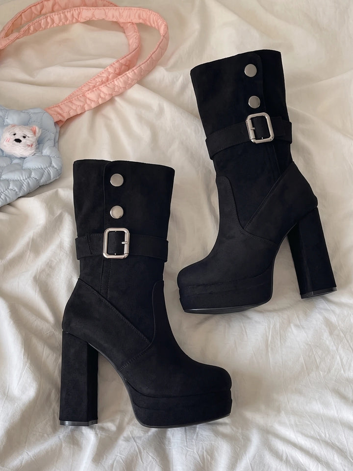 Severine Suede Platform Mid-Calf Boots
