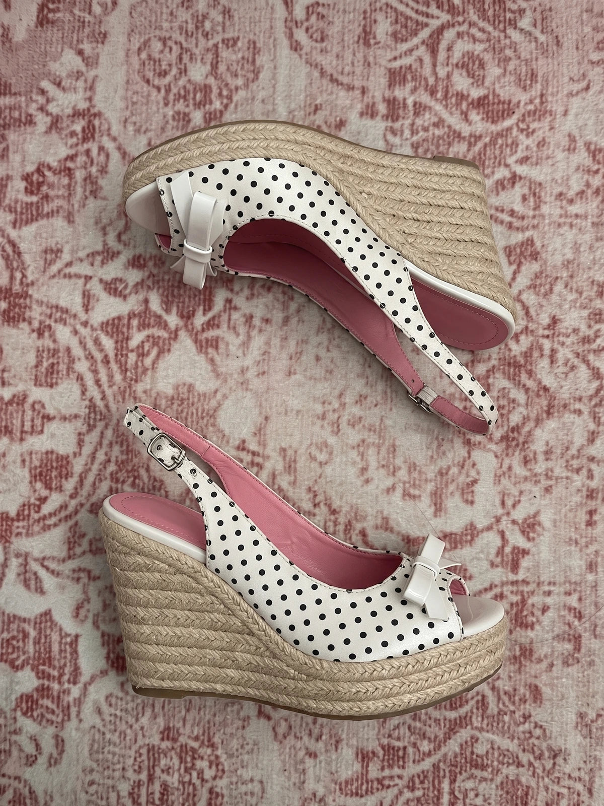 Elodie Polka Bow Wedge Sandals