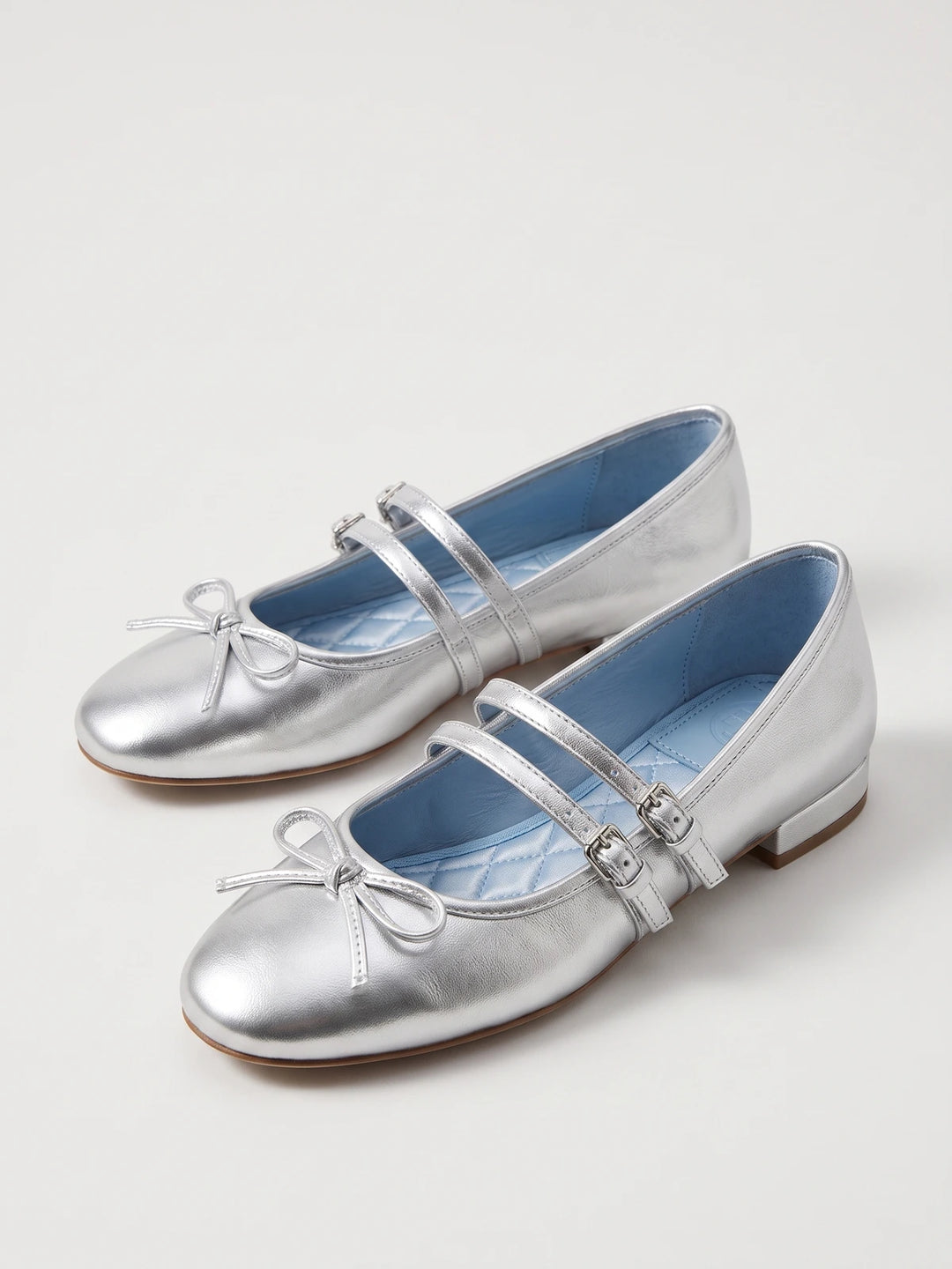 Coquelicot Metallic Bow Mary Jane Flats