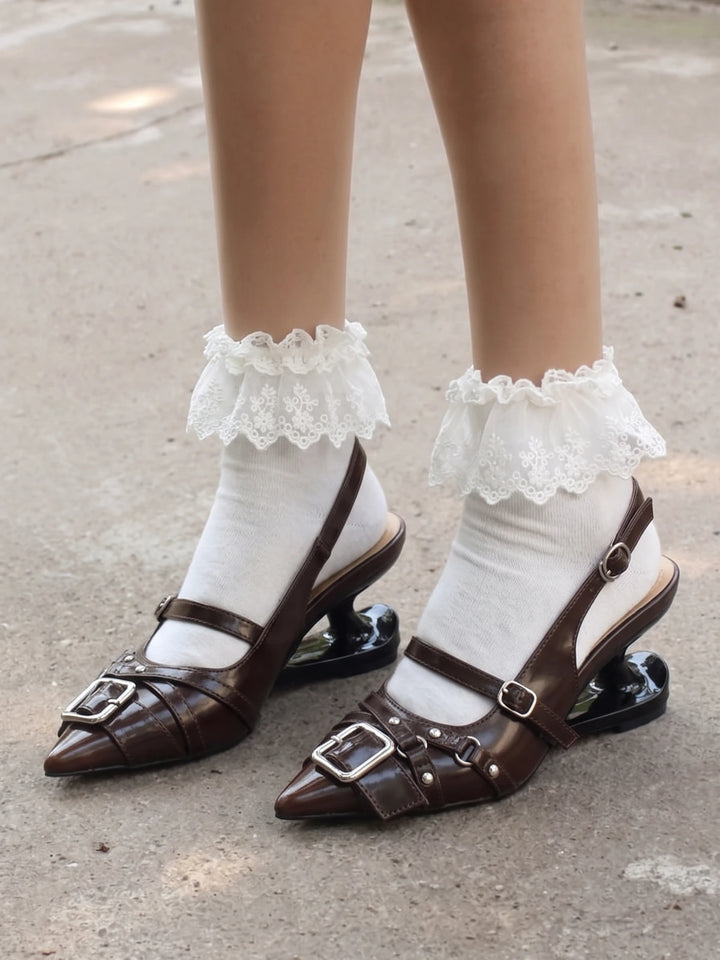 Fanchon Buckled Patent Slingback Heels