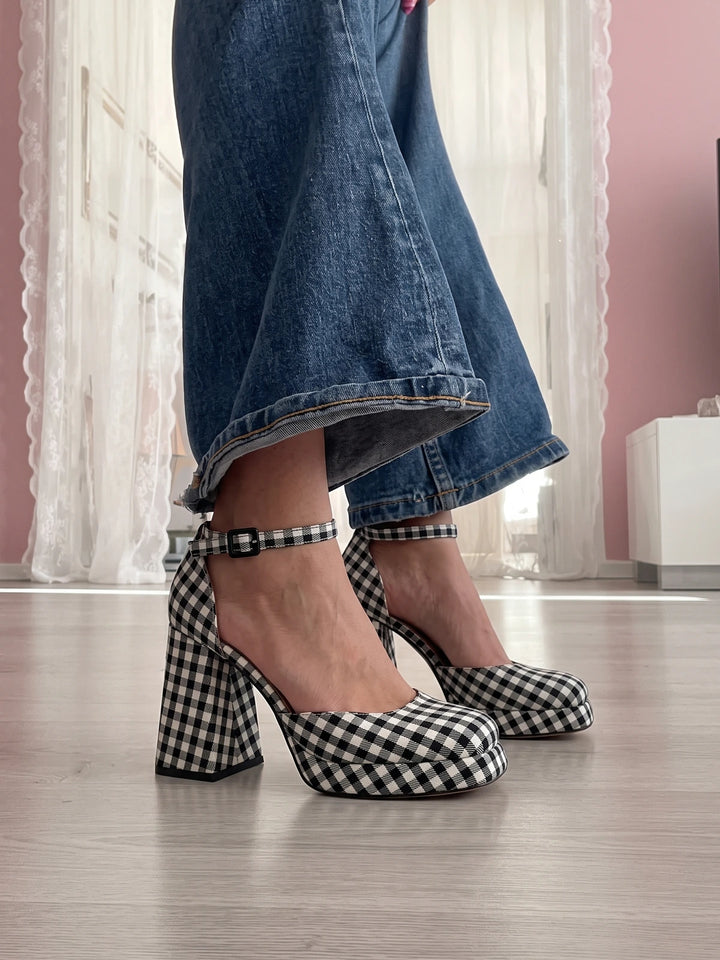 Zolie Gingham Platform Heels