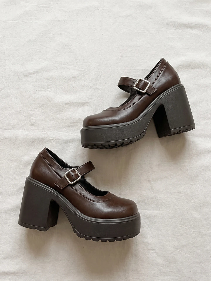 Marichelle Dark Brown Platform Mary Janes