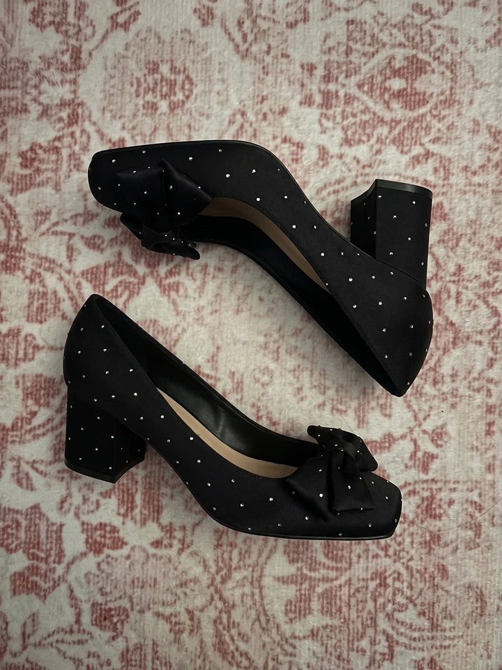 Mirellionna Crystal Bow Block Heels