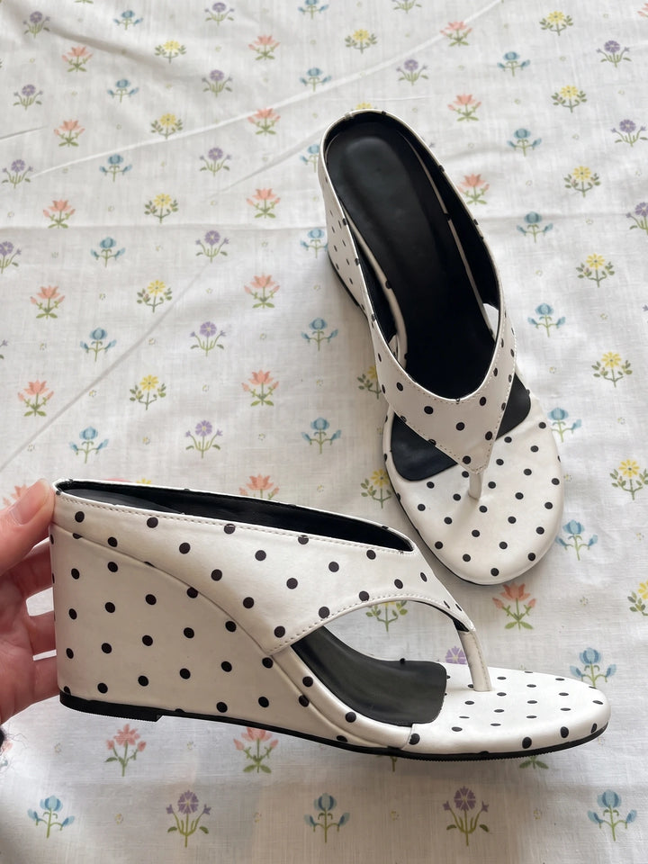 Josette Polka Dot Wedge Mules