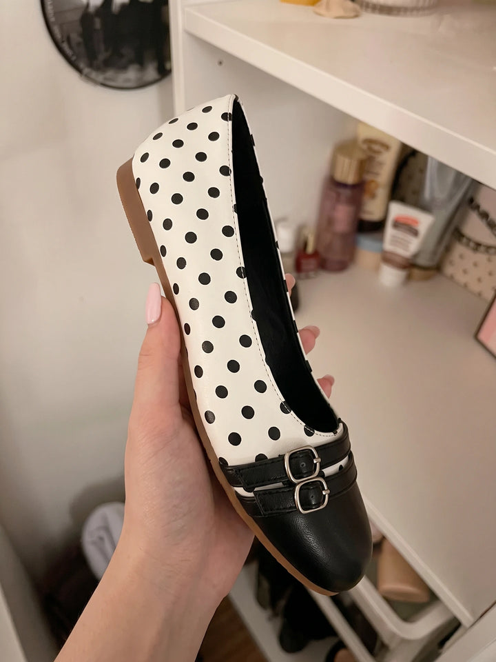 Ottavie Polka Dot Double Strap Flats