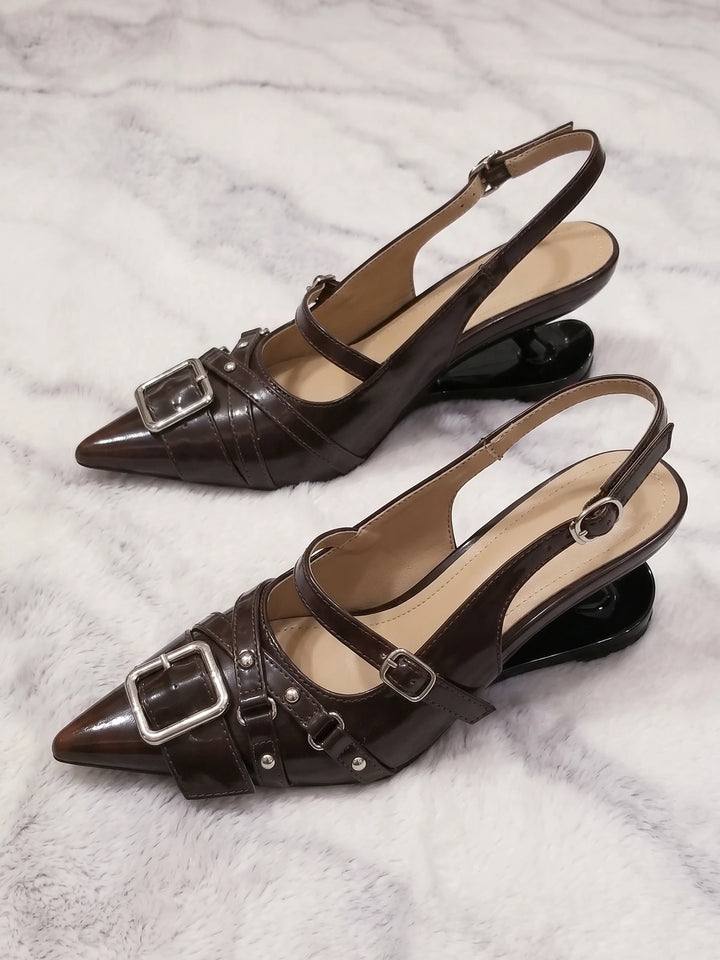 Fanchon Buckled Patent Slingback Heels