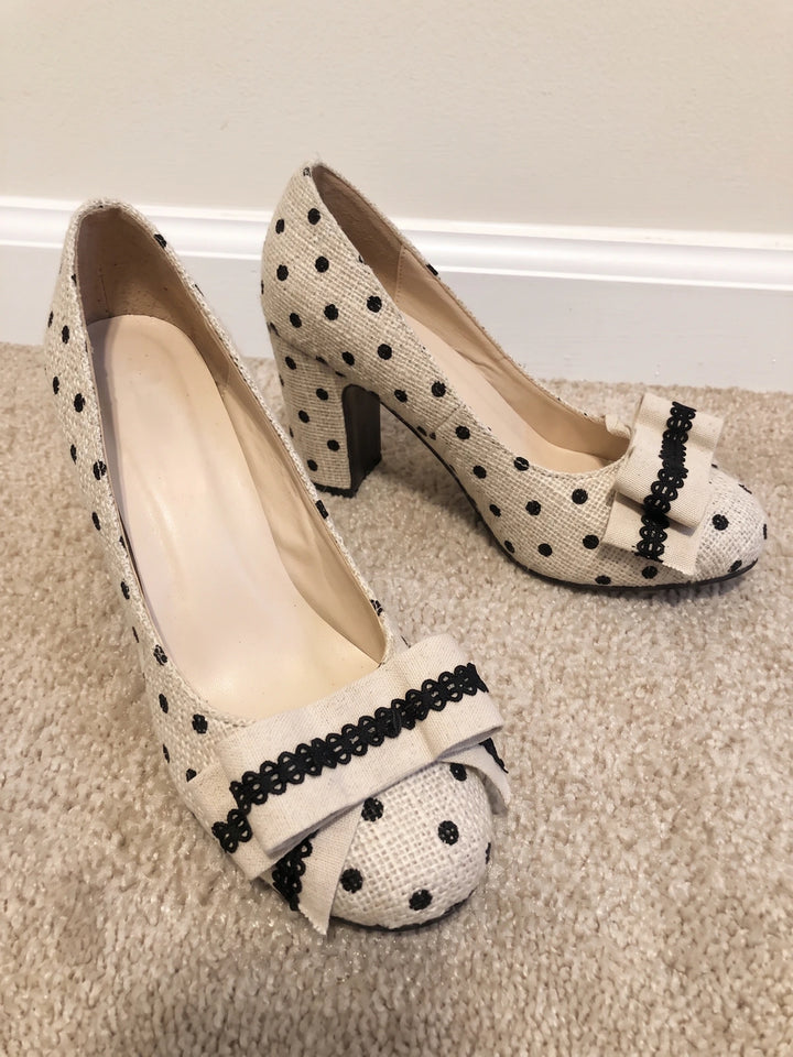 Soleillet Tweed Polka Dot Heels