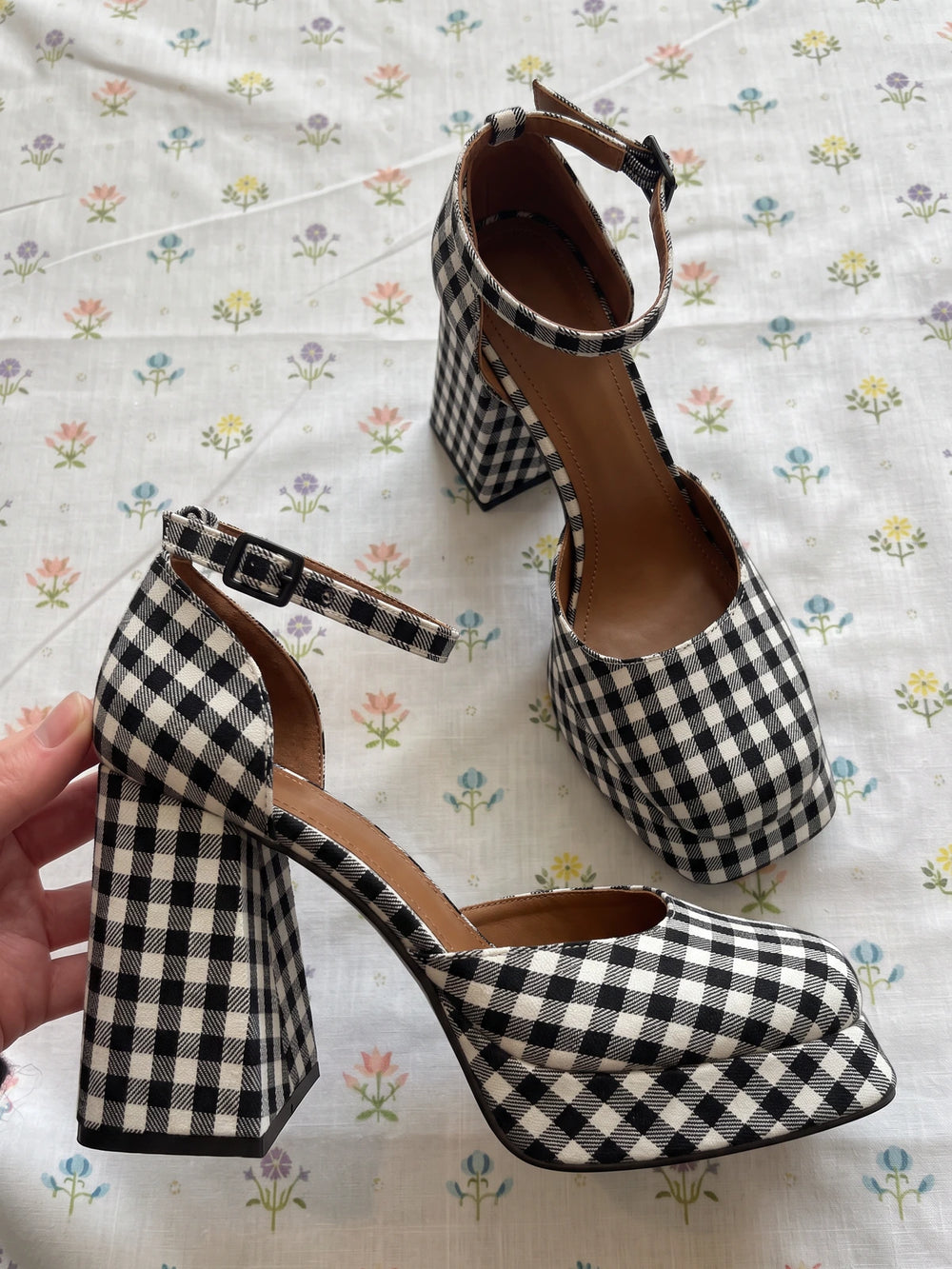Zolie Gingham Platform Heels