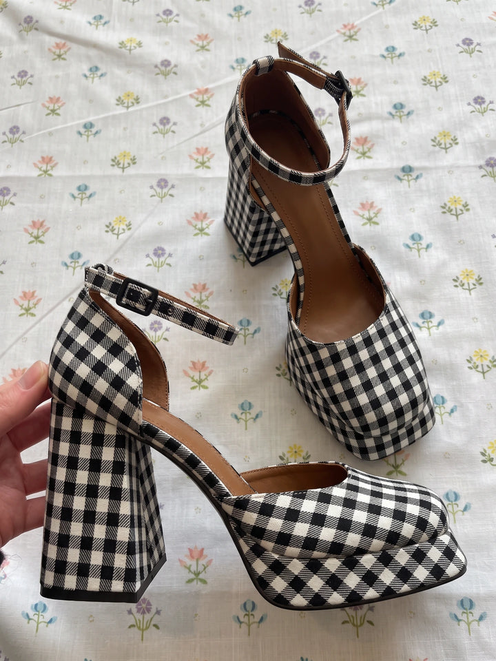 Zolie Gingham Platform Heels